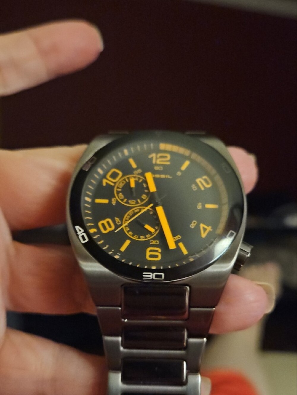 Fossil Men's Black and Orange Stainless Steel Chronograph Watch - Picture 5 of 5